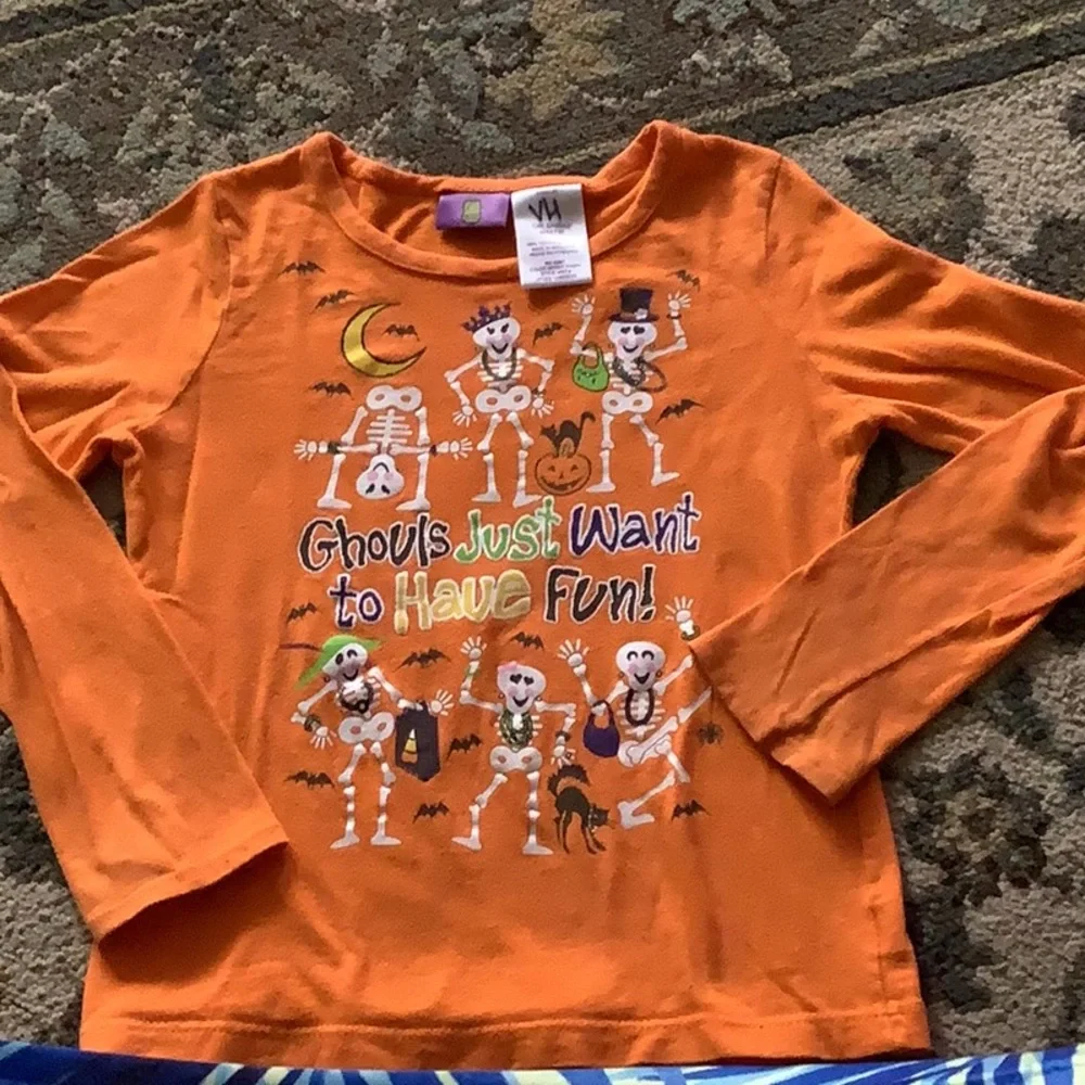 Halloween top long sleeves orange with cute for the holiday